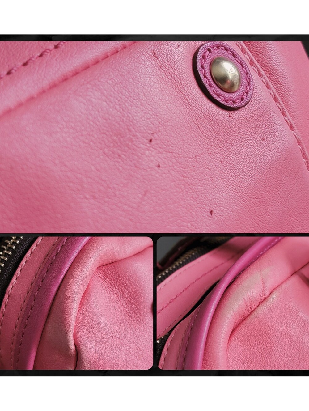 Coach 13382 Bonnie Satchel Pink Colorblock Leather Shoulder Bag Y2K - Picture 10 of 16